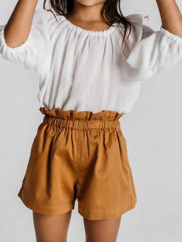 Organic Girls Shorts in Cinnamon
